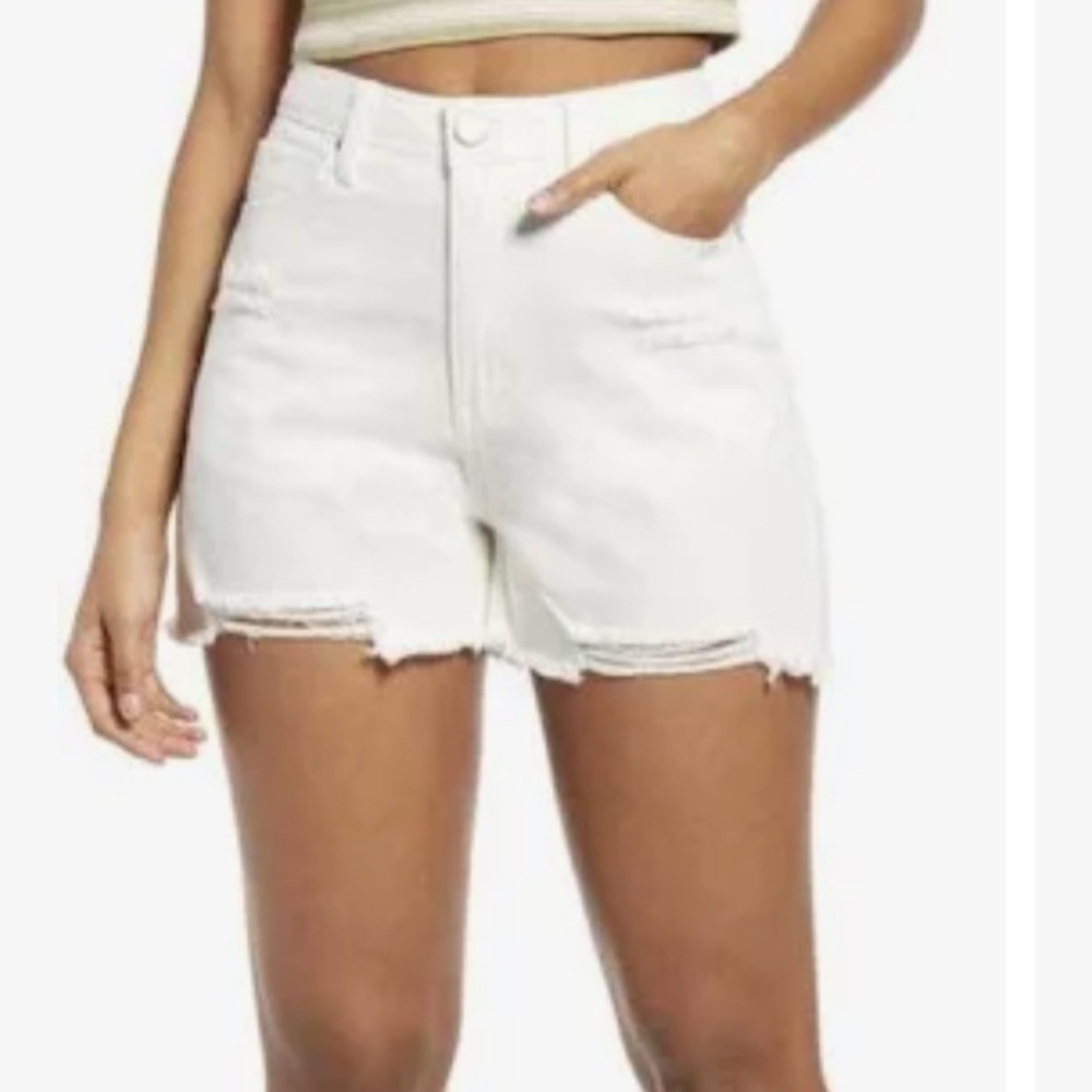 BP White Distressed High-Rise Shorts Size 26 NWT